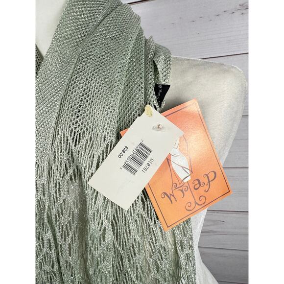 Vintage CEJON Fringe‎ Scarf Shimmer Seafoam Color NWT - Picture 5 of 7